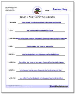 Convert to Word Form Worksheet Various Lengths