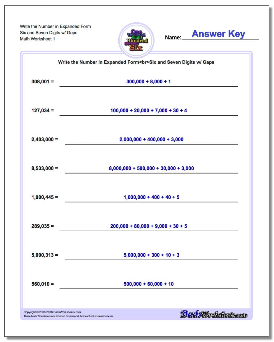 Numbere Forms Worksheet