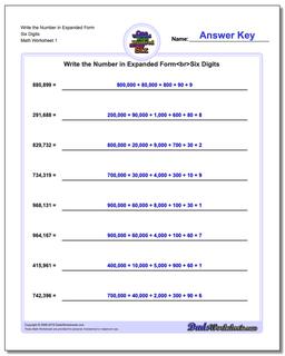 Standard, Expanded and Word Form Worksheet Write the Number in Six Digits