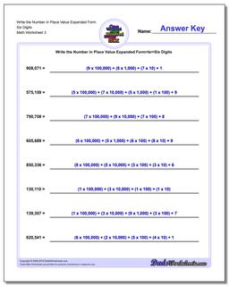 Write the Number in Place Value Expanded Form Worksheet Six Digits