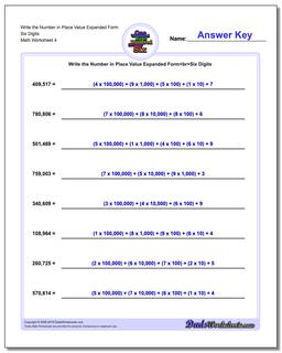 Write the Number in Place Value Expanded Form Worksheet Six Digits