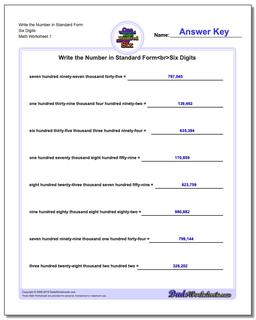 Standard, Expanded and Word Form Worksheet Write the Number in Six Digits