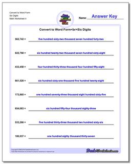 Convert to Word Form Worksheet Six Digits