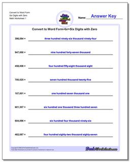 Standard, Expanded and Word Form Worksheet Convert to Six Digits with Zero