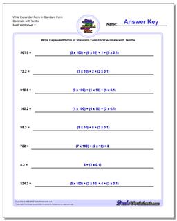 Write Expanded Form Worksheet in Standard Form Decimals with Tenths /worksheets/standard-expanded-and-word-form.html
