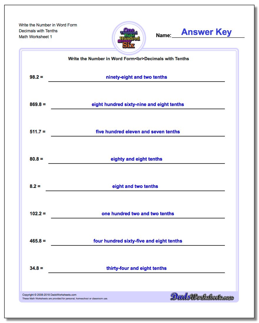 Write Numbers In Word Form