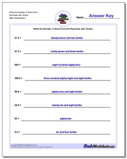 Write the Number in Word Form Worksheet Decimals with Tenths /worksheets/standard-expanded-and-word-form.html