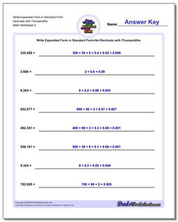 Write Expanded Form Worksheet in Standard Form Decimals with Thousandths /worksheets/standard-expanded-and-word-form.html