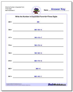 Write the Number in Expanded Form Worksheet Three Digits