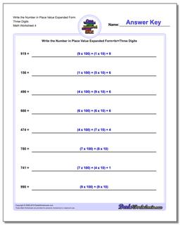Write the Number in Place Value Expanded Form Worksheet Three Digits