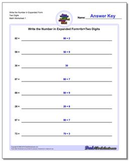 Standard, Expanded and Word Form Worksheet Write the Number in Two Digits