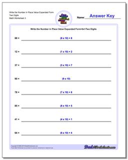Write the Number in Place Value Expanded Form Worksheet Two Digits