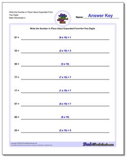 Write the Number in Place Value Expanded Form Worksheet Two Digits