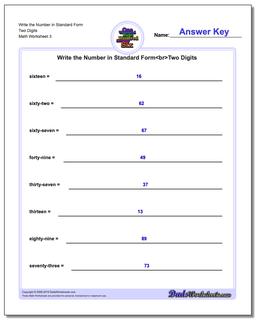 Write the Number in Standard Form Worksheet Two Digits