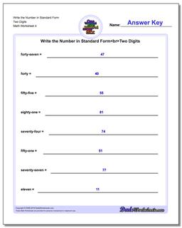 Write the Number in Standard Form Worksheet Two Digits