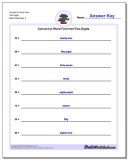 Convert to Word Form Worksheet Two Digits