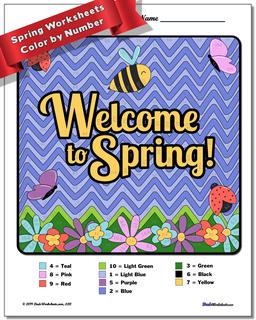 Spring Subtraction Color by Number Worksheet