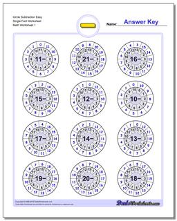 Subtraction Worksheet Circle Easy Single Fact Worksheet