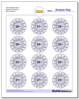 Subtraction Worksheet Circle Hard Single Fact Worksheet