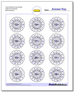 Subtraction Worksheet Circle Easy Random Single Fact Worksheet