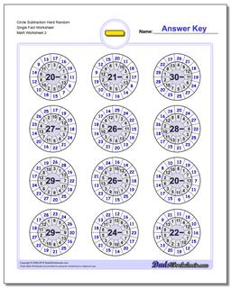 Circle Subtraction Hard Random Single Fact Worksheet /worksheets/subtraction.html