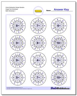 Subtraction Worksheet Circle Simple Random Single Fact Worksheet