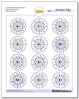 Circle Subtraction Simple Random Single Fact Worksheet /worksheets/subtraction.html