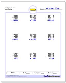 Subtraction Worksheets