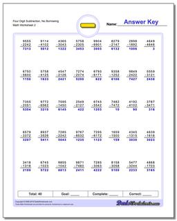 Subtraction Worksheets