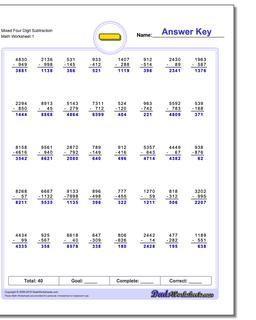 Subtraction Worksheets