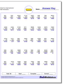 Subtraction Worksheets