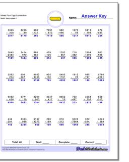 Subtraction Worksheets