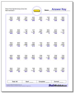 Subtraction Worksheets