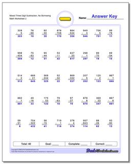 Subtraction Worksheets