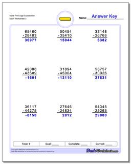 Subtraction Worksheets