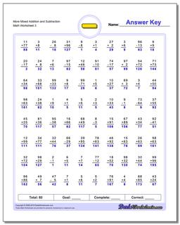 More Mixed Addition Worksheet and Subtraction Worksheet