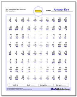 More Mixed Addition Worksheet and Subtraction Worksheet