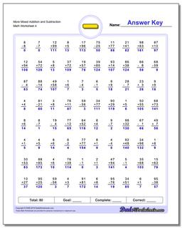 More Mixed Addition Worksheet and Subtraction Worksheet