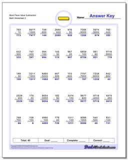 Subtraction Worksheets