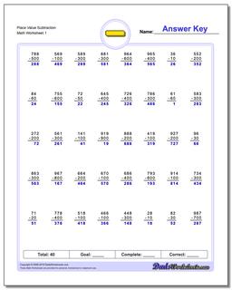 Subtraction Using Hundreds Chart Worksheet