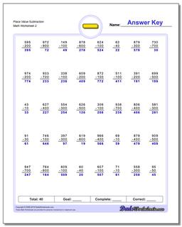 Place Value Subtraction Worksheet /worksheets/subtraction.html