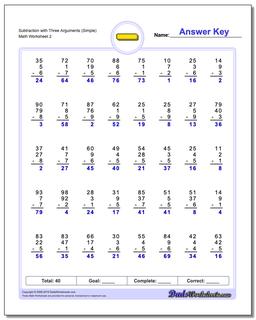 Subtraction Worksheet with Three Arguments (Simple) /worksheets/subtraction.html