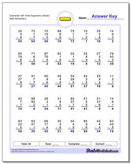 Subtraction Worksheet with Three Arguments (Simple) /worksheets/subtraction.html