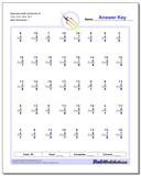 Subtraction Math Facts Worksheets