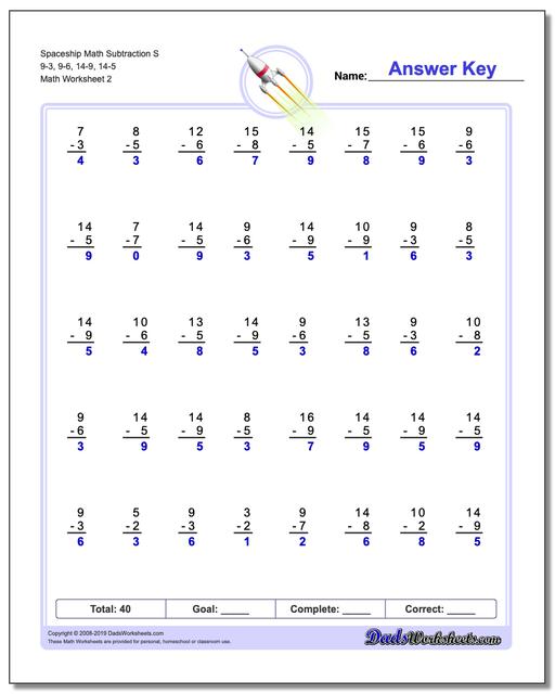 math worksheets subtraction subtraction spaceship math