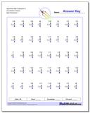 Subtraction Math Facts Worksheets