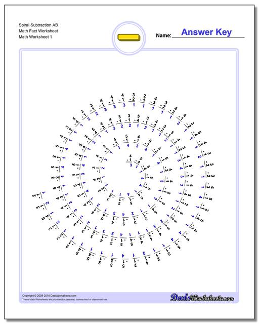 Spiral Subtraction Facts