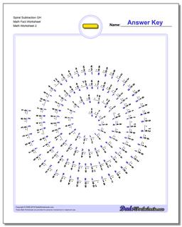 Spiral Subtraction GH Math Fact Worksheet /worksheets/subtraction.html