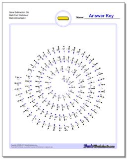 Spiral Subtraction GH Math Fact Worksheet /worksheets/subtraction.html