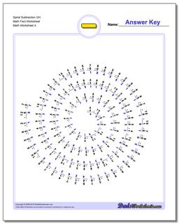 Spiral Subtraction GH Math Fact Worksheet